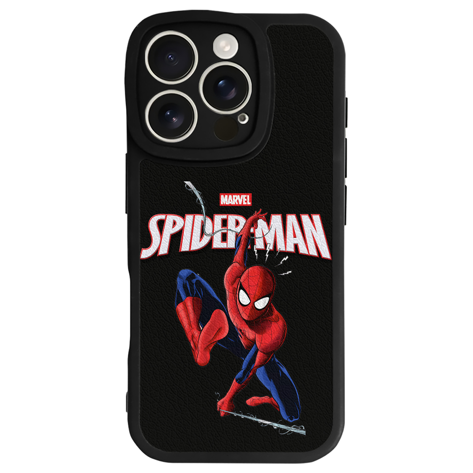 Spider Man スパイダーマン 【iPhone 16シリーズ対応】シリコンスマホケース（レザー調） 材質：シリコン
